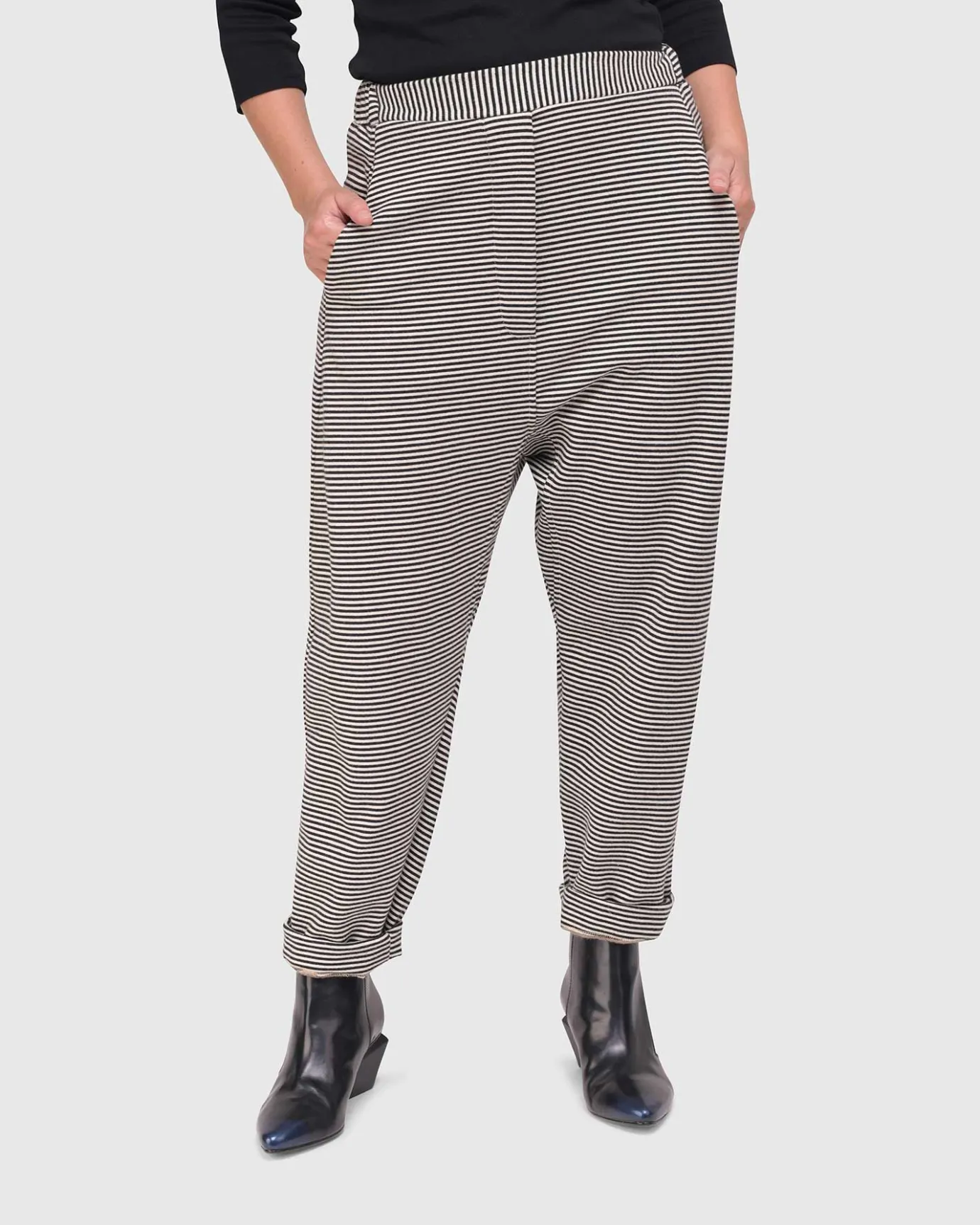 Women Alembika Plus<Urban French Terry Trousers, Stripe