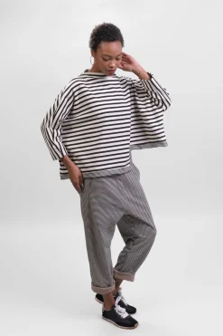 Women Alembika Pants & Skirts<Urban French Terry Trousers, Stripe
