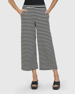 Women Alembika Pants & Skirts<Urban Greenwich Striped Pants, Black