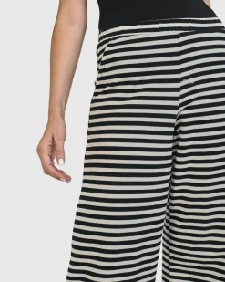 Women Alembika Pants & Skirts<Urban Greenwich Striped Pants, Black