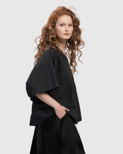 Women Alembika Plus<Urban It-Girl Butterfly Blouse, Black