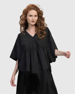 Women Alembika Tops & Tunics<Urban It-Girl Butterfly Blouse, Black
