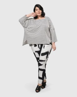 Women Alembika Tops & Tunics<Urban Jagger Stripe Top, Black