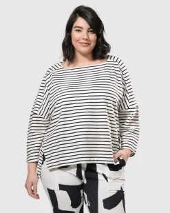 Women Alembika Plus<Urban Jagger Stripe Top, Black