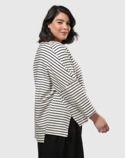 Women Alembika Plus<Urban Jagger Stripe Top, Black