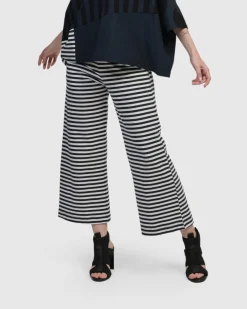 Women Alembika Pants & Skirts<Urban Lagoa Striped Pants, Navy
