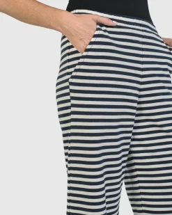 Women Alembika Pants & Skirts<Urban Lagoa Striped Pants, Navy