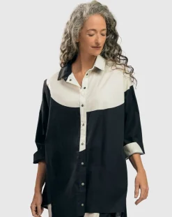 Women Alembika Plus<Urban Madison Tunic Shirt, Black/White