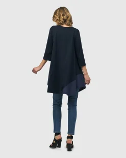 Women Alembika Plus<Urban Marvels Trapeze Top, Navy
