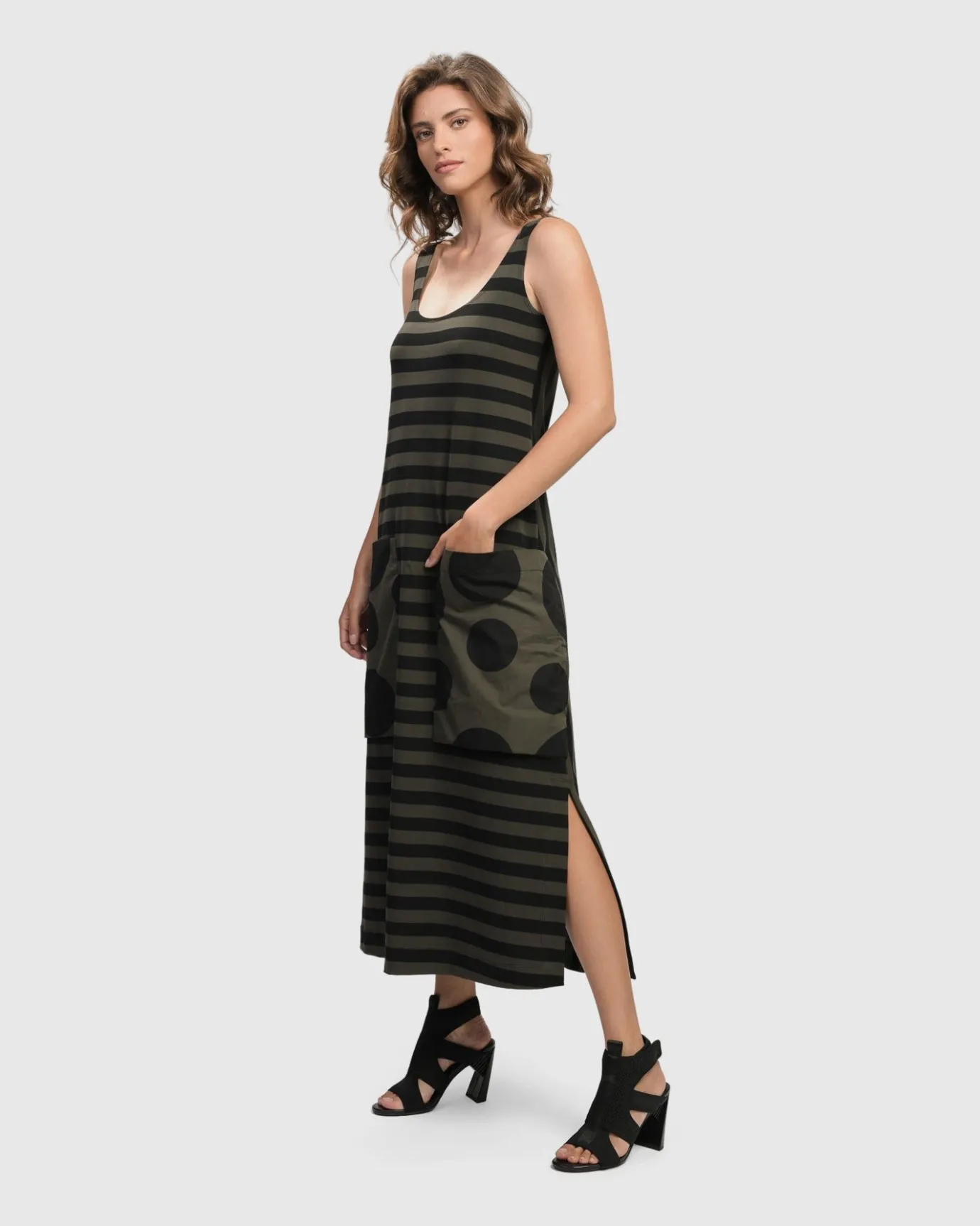 Women Alembika Dresses<Urban Maxi Tank Dress, Khaki