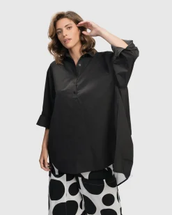 Women Alembika Tops & Tunics<Urban Oversized Trapeze Shirt, Black