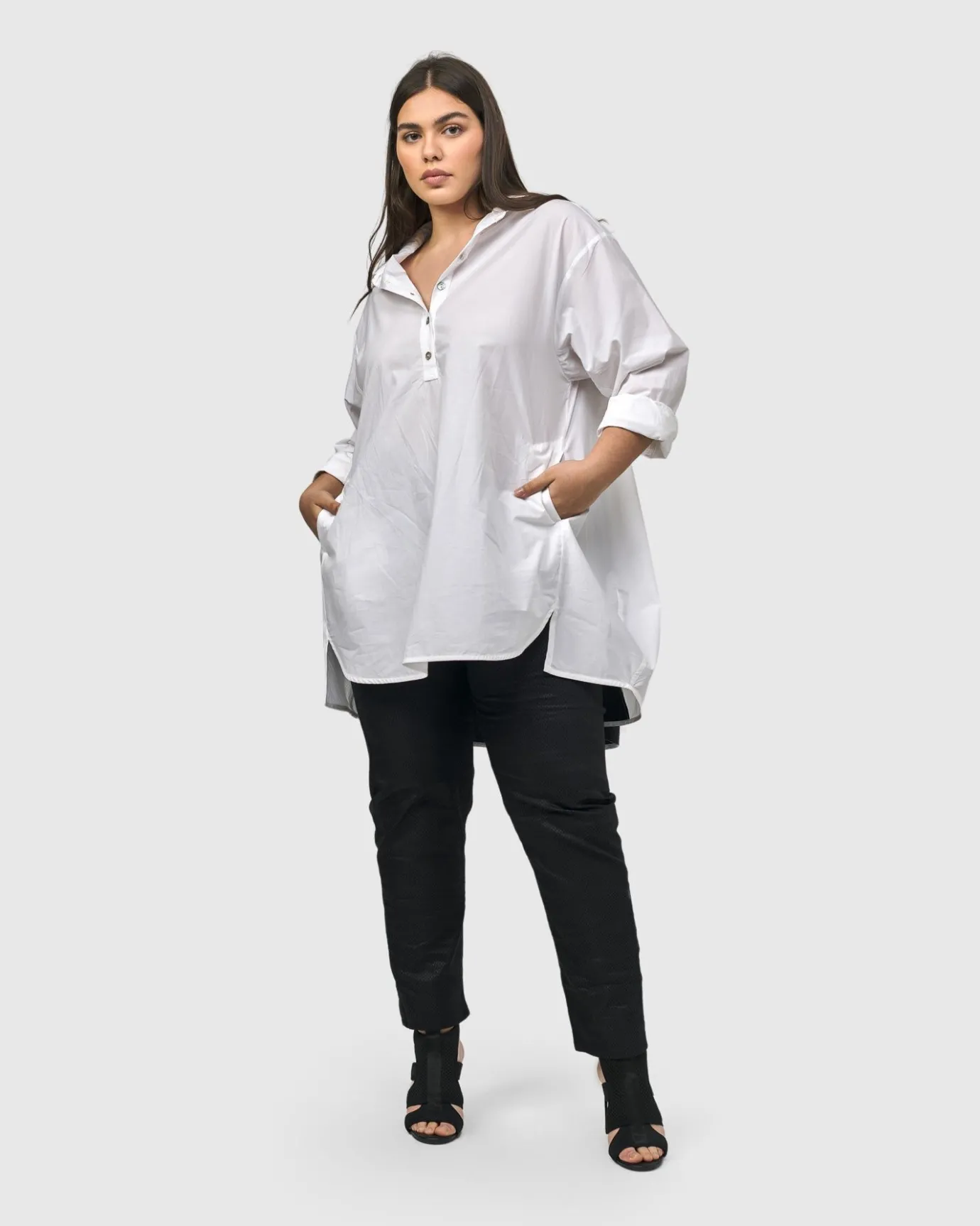 Women Alembika Plus<Urban Oversized Trapeze Shirt, White