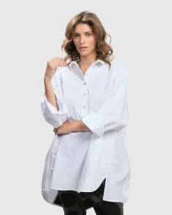 Women Alembika Tops & Tunics<Urban Oversized Trapeze Shirt, White