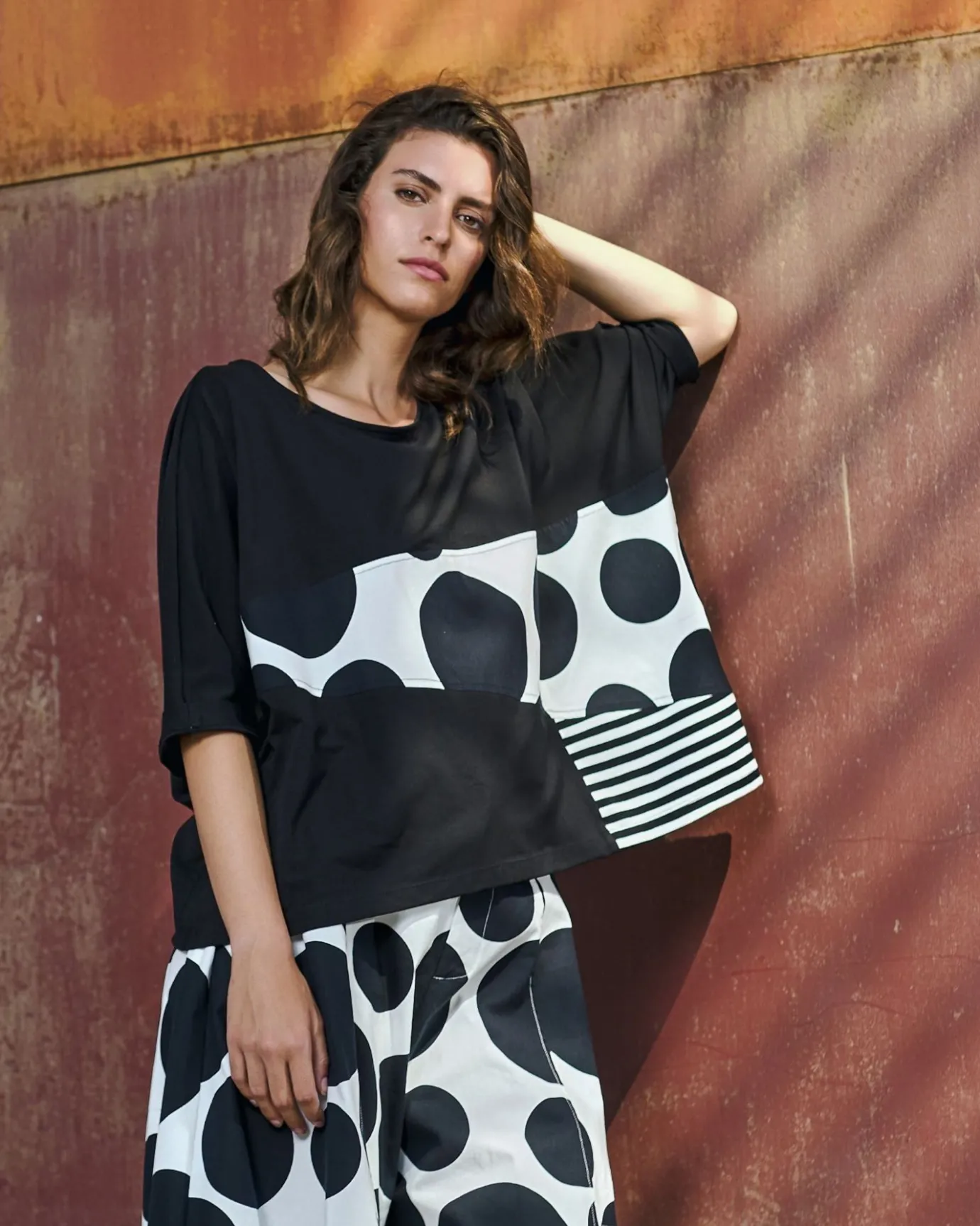 Women Alembika Plus<Urban Rockefeller Dots Boxy Tee, Mono
