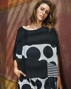 Women Alembika Tops & Tunics<Urban Rockefeller Dots Boxy Tee, Mono