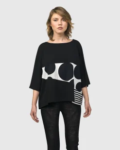 Women Alembika Tops & Tunics<Urban Rockefeller Dots Boxy Tee, Mono