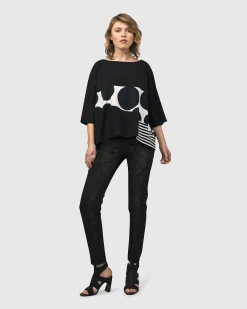 Women Alembika Tops & Tunics<Urban Rockefeller Dots Boxy Tee, Mono