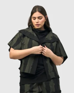 Women Alembika Jackets<Urban Sakura Cape Jacket, Khaki