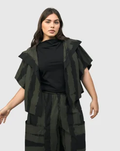 Women Alembika Jackets<Urban Sakura Cape Jacket, Khaki