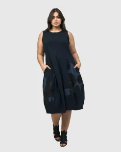 Women Alembika Dresses<Urban Sleeveless Cocoon Dress, Navy