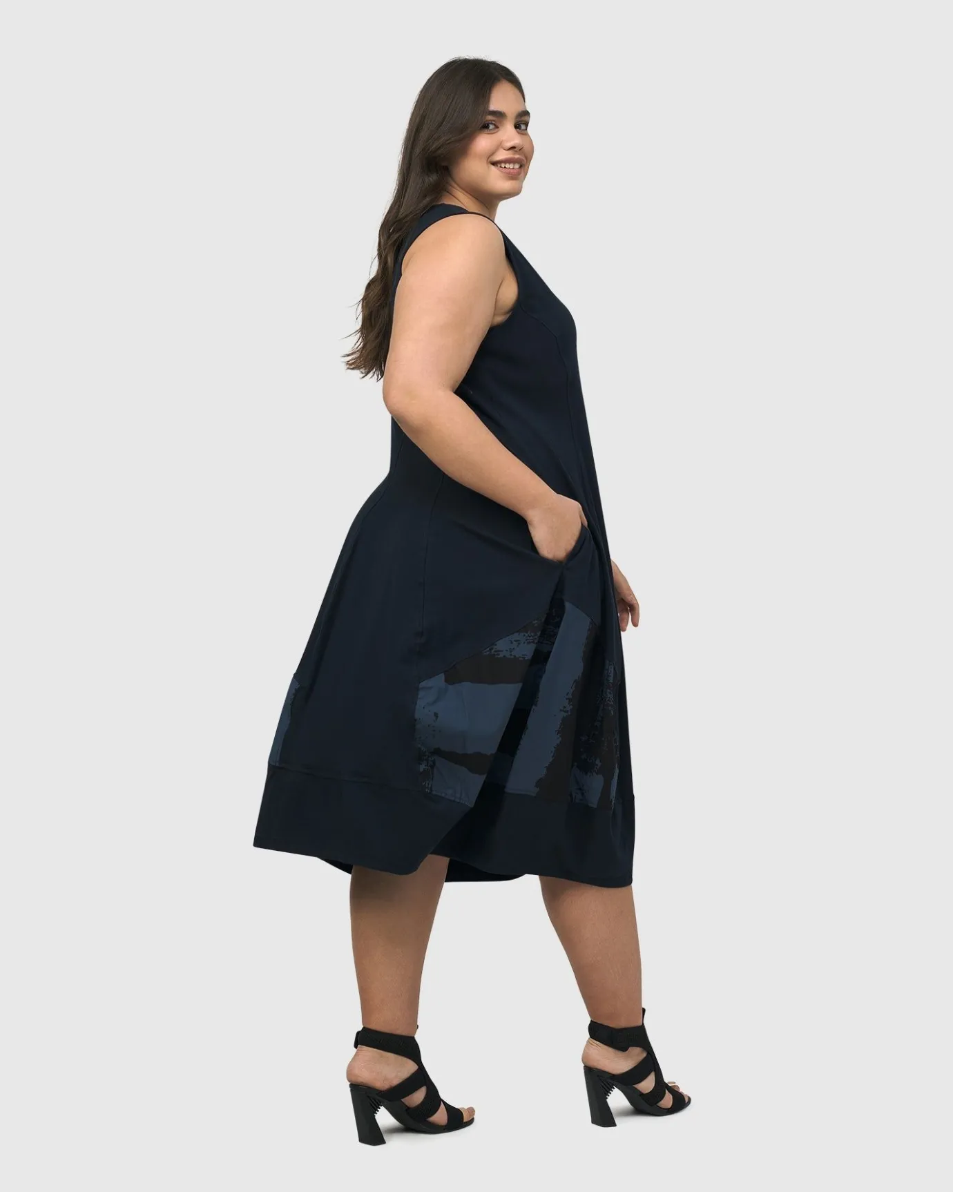 Women Alembika Dresses<Urban Sleeveless Cocoon Dress, Navy