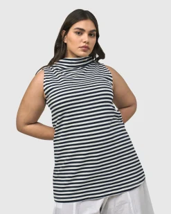 Women Alembika Tops & Tunics<Urban Sleeveless Mockneck Top, Navy
