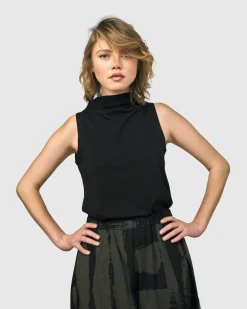 Women Alembika Plus<Urban Sleeveless Mockneck Top, Black