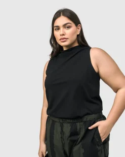 Women Alembika Tops & Tunics<Urban Sleeveless Mockneck Top, Black
