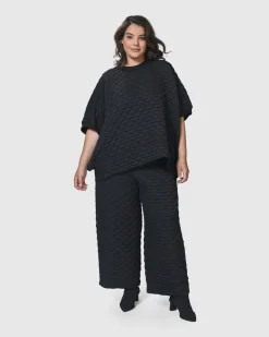 Women Alembika Plus<Urban Soft Punk Top, Black