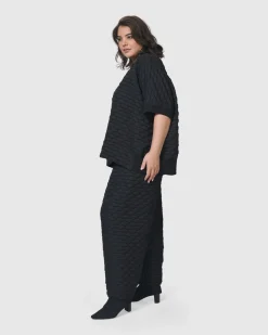 Women Alembika Plus<Urban Soft Punk Top, Black