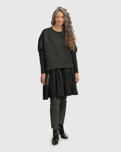 Women Alembika Plus<Urban Soft Punk Top, Black