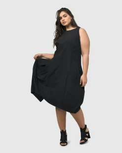 Women Alembika Dresses<Urban Soho Sleeveless Cocoon Dress, Black