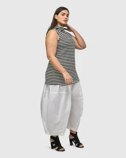 Women Alembika Tops & Tunics<Urban Stripes Sleeveless Mockneck Top, Black