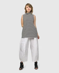 Women Alembika Tops & Tunics<Urban Stripes Sleeveless Mockneck Top, Black