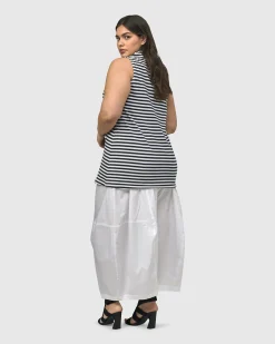 Women Alembika Plus<Urban Stripes Sleeveless Mockneck Top, Black