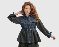 Women Alembika Jackets<Urban Strut Ruched Jacket, Denim