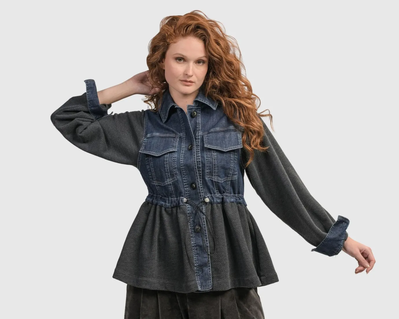 Women Alembika Jackets<Urban Strut Ruched Jacket, Denim