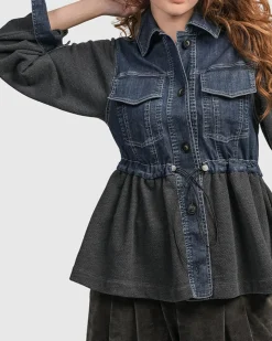 Women Alembika Jackets<Urban Strut Ruched Jacket, Denim