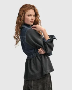 Women Alembika Plus<Urban Strut Ruched Jacket, Denim