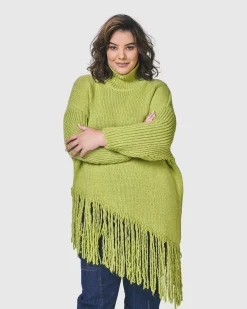 Women Alembika Sweaters & Cardigans<Urban Turtleneck Tunic Top, Lime