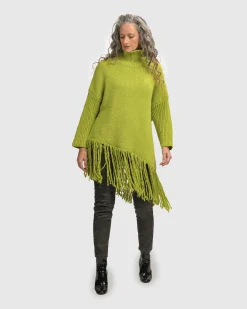 Women Alembika Sweaters & Cardigans<Urban Turtleneck Tunic Top, Lime
