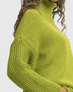 Women Alembika Sweaters & Cardigans<Urban Turtleneck Tunic Top, Lime