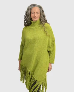 Women Alembika Sweaters & Cardigans<Urban Turtleneck Tunic Top, Lime