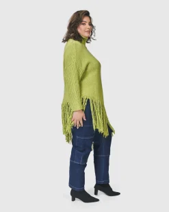 Women Alembika Sweaters & Cardigans<Urban Turtleneck Tunic Top, Lime