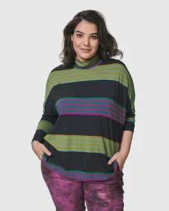 Women Alembika Tops & Tunics<Urban Wine Bar Turtleneck Top, Stripes