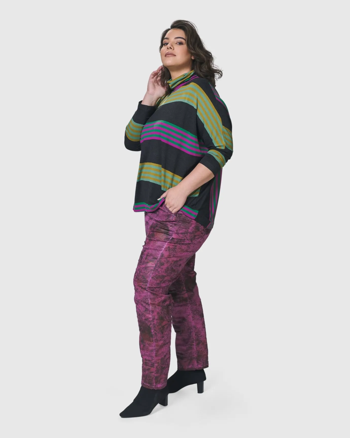 Women Alembika Tops & Tunics<Urban Wine Bar Turtleneck Top, Stripes
