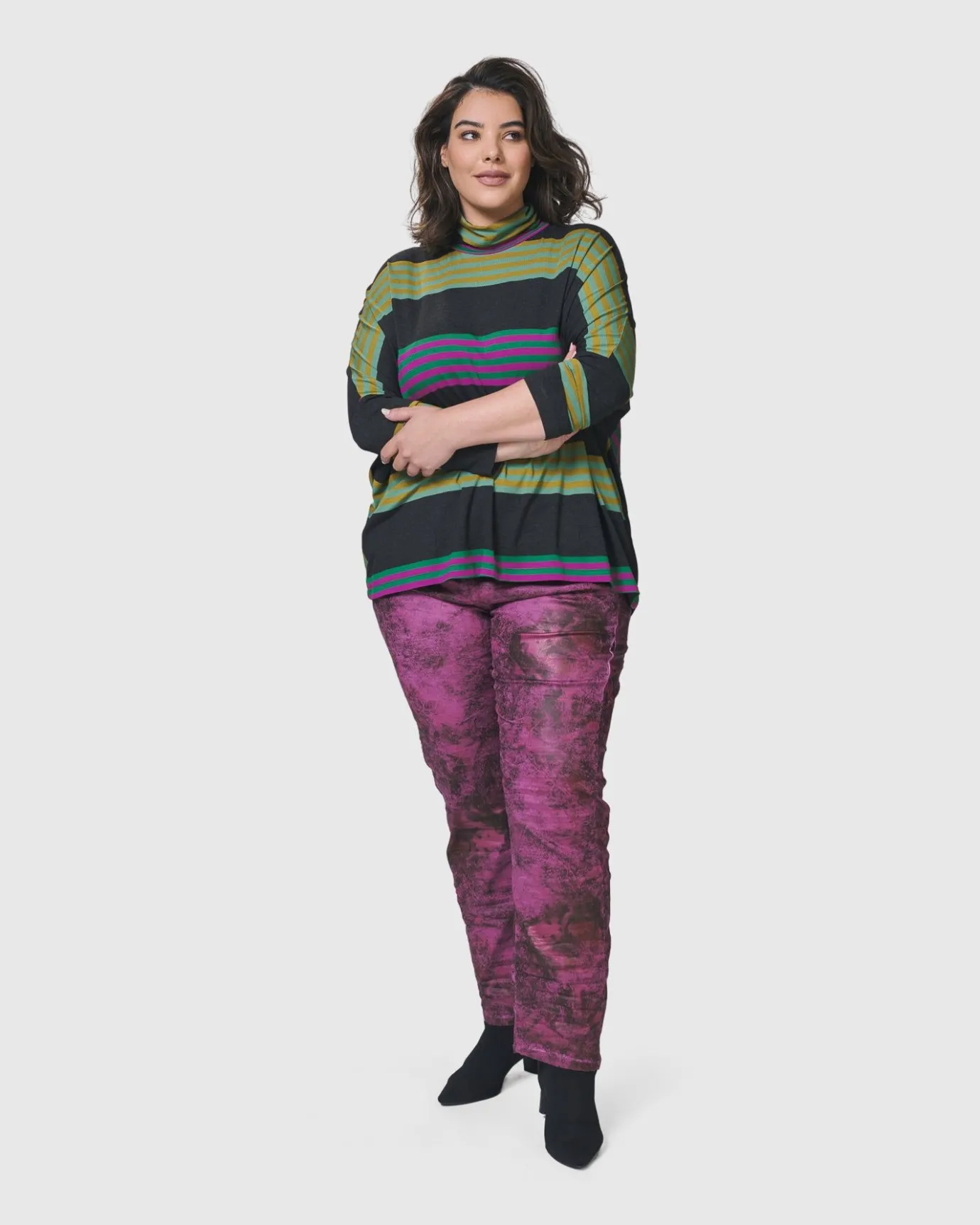 Women Alembika Tops & Tunics<Urban Wine Bar Turtleneck Top, Stripes