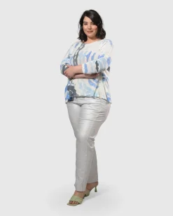 Women Alembika Plus<Watercolor Boxy Sweater, Nautical