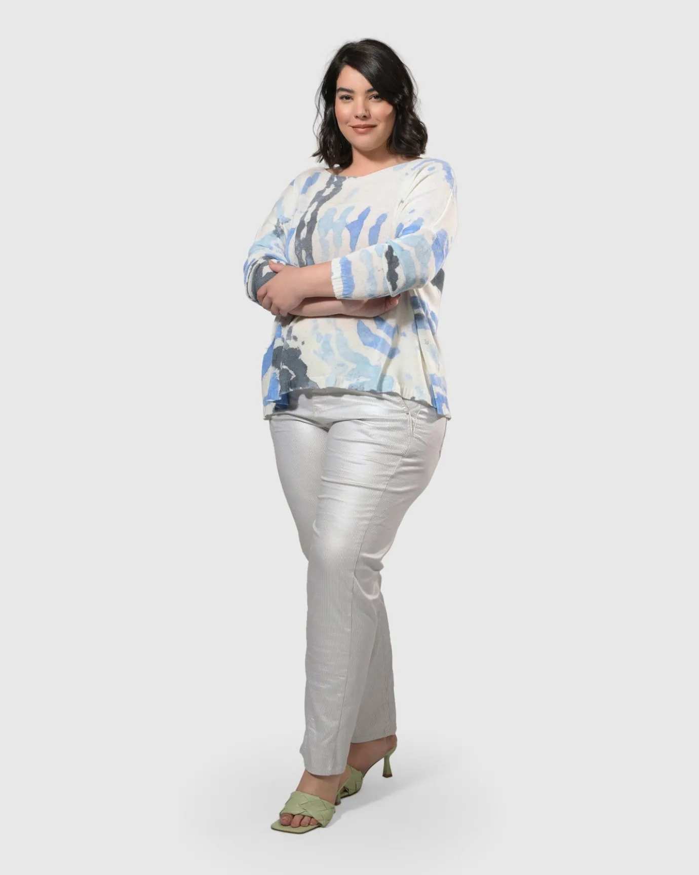 Women Alembika Plus<Watercolor Boxy Sweater, Nautical