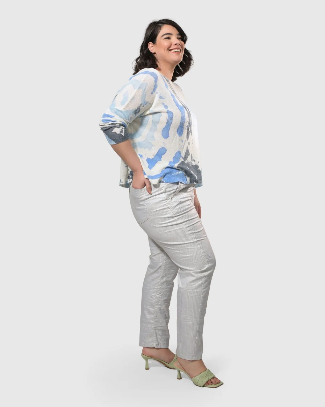 Women Alembika Plus<Watercolor Boxy Sweater, Nautical